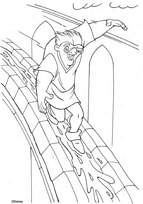 coloriage quasimodo glisse le long des gouttiere de notre dame